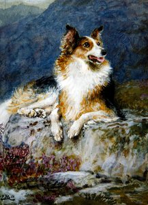 Collie in un paesaggio da Briton Riviere