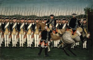 Friedrich II (1712-86) con il reggimento della guardia d