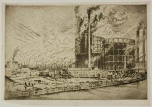 Chicago - Gas Tank Town, 29th St. e River da Bror Julius Olsson Nordfeldt