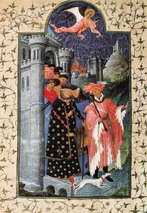 Il duca Giovanni di Berry (1340-1416) e il suo amministratore dei beni. Miniatura di Jean Limbourg (1370-1416) per "Les Tres Riches heures du Duc de Berry" Verso il 1440 Parigi. B.N. da Brothers Limbourg