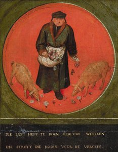 Chi spreca i suoi sforzi getta rose ai porci da Bruegel