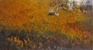 Paesaggio estivo con un uccello in volo da Bruno Andreas Liljefors