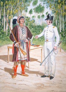 Osceola, capo del popolo Seminole, a un trattato con un ufficiale del 2° reggimento di dragoni americani in Florida