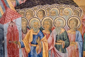 Bulgaria, Monastero di Rila, affresco nella chiesa della Natività della Vergine da Bulgarian School