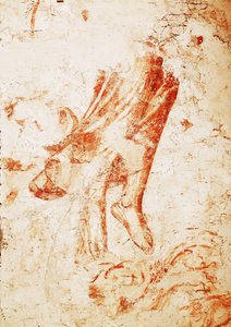 Sinopia con angelo della morte e vescovo... (affresco) da Buonamico Buffalmacco