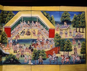 Scena di merito, pagina da un manoscritto da Burmese School