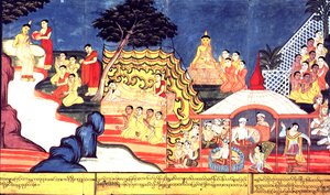Il Buddha si lava, c.1800-20 da Burmese School