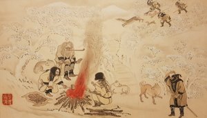 Caccia al cervo sika. Dalla serie Gli Ainu, seconda metà del XIX secolo da Byozan Hirasawa