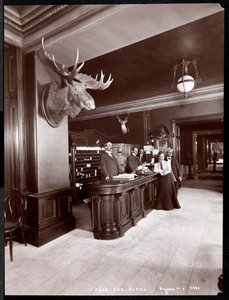 La hall e il banco di registrazione del Park Avenue Hotel, 1901 o 1902 da Byron Company