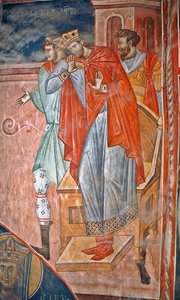 Diocleziano (Diocletien, 244-311) - Peinture de Damiane (attivo XIV secolo) - XIV secolo - Affresco - Monastero di San Giorgio, Ubisi da Byzantine