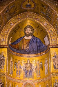 Immagine di Gesù, Cattedrale di Santa Maria Nuova, Monreale, Sicilia, Italia da Byzantine