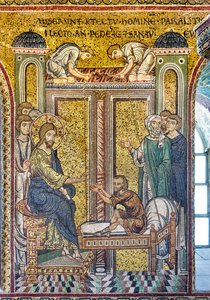 Gesù guarisce il paralitico, mosaico bizantino, Episodi della vita di Cristo, XII-XIII secoli da Byzantine