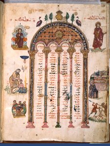 F.4v, tavole canoniche, dai Vangeli di Rabula, 586 d.C. da Byzantine School