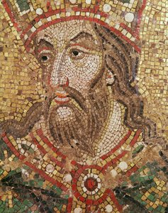 Testa di un re (mosaico) (dettaglio) da Byzantine School