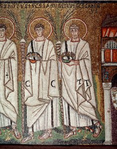 Processione dei martiri (dettaglio di mosaici, VI secolo) da Byzantine School