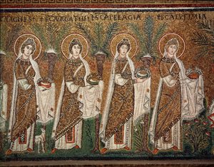 Processione delle vergini (dettaglio dei mosaici, VI secolo)