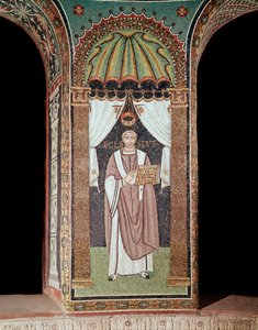 Il vescovo ecclesia (dettaglio di mosaici, VI secolo) da Byzantine School