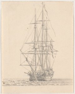 Nave da guerra con vele spiegate da C.A. Lorentzen