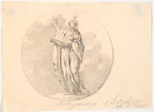 Simbolo della religione. Una donna in piedi con un libro da C.A. Lorentzen