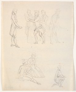 Tre schizzi di figure. Scene teatrali? da C.A. Lorentzen