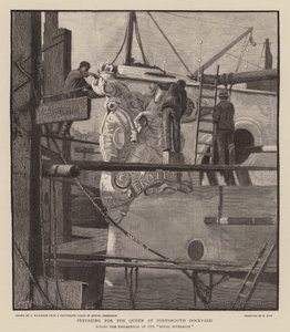 Preparativi per la Regina Vittoria al cantiere navale di Portsmouth da C.A. Wilkinson