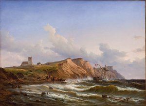 Naufragio dopo una tempesta sulla costa occidentale dello Jutland vicino alla chiesa di Ferring da C.F. Sørensen