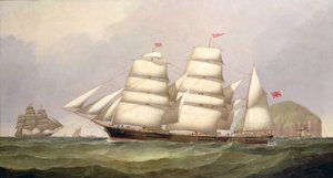 La barca "Undaunted" al largo di Ailsa Craig, con navi mercantili oltre da C.H. Fyfe
