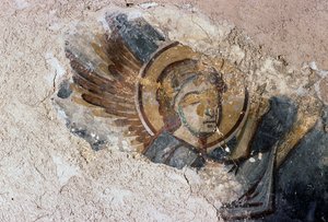 Angelo, affresco nella chiesa bizantina di Agios Georgios, Apodoulou, Creta, Grecia (foto) da J.B. and Brown J. Rowbotham