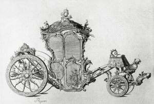 Progetto per carrozza rococò, incisione da J.B. and Brown J. Rowbotham