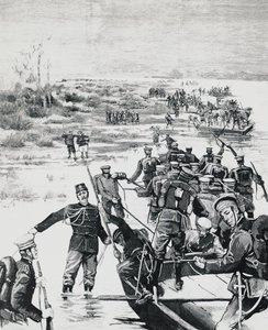 Truppe giapponesi sotto il comando di Yamagata Aritomo che attraversano il fiume Yalu da J.B. and Brown J. Rowbotham