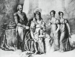 Ritratto di Vittorio Emanuele I, Re di Sardegna e Duca di Savoia, Piemonte e Aosta, con sua moglie Maria Teresa d