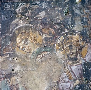 Santi, affresco nella chiesa di Kandanos, Creta, Grecia (foto) da J.B. and Brown J. Rowbotham