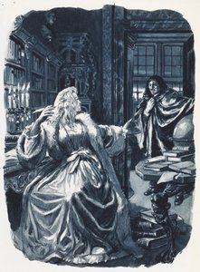Cristina di Svezia convocò il filosofo Cartesio per darle istruzioni tre volte alla settimana (litografia a colori) da C.L. Doughty