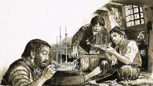 Prigionieri di guerra francesi delle guerre napoleoniche che costruiscono modellini di navi da C.L. Doughty
