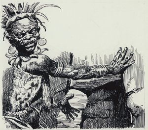 Illustrazione per King Solomons Mines (gouache su carta) da C.L. Doughty