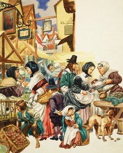 Scena di strada giacobina (guazzo su carta) da C.L. Doughty