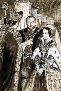 Matrimonio di Enrico VIII e Anna Bolena (gouache su carta) da C.L. Doughty