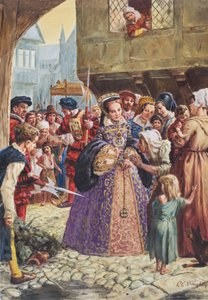 Maria Tudor (1515-58) (gouache su carta) da C.L. Doughty