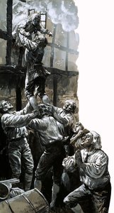Salvataggio del giovane John Wesley (guazzo su carta) da C.L. Doughty