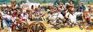 Sam Houston su un cavallo bianco alla carica dei messicani da C.L. Doughty