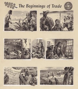 Gli inizi del commercio (gouache su carta) da C.L. Doughty