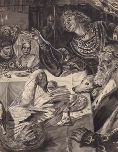 Il giovane principe di Galles giura di combattere gli scozzesi (gouache su carta) da C.L. Doughty