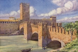 Castel Vecchio, Verona (litografia a colori) da C.T.G. Formili