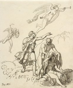 Composizione allegorica; un paio di giovani uomini con orecchie d