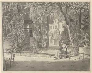 Alle tombe di Cartesio e Condé nel Jardin Elysée des Petits Augustins, Parigi da Christoffer Wilhelm Eckersberg
