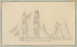 En brig og en skonnert under sejl da Christoffer Wilhelm Eckersberg