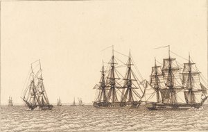 Una brigantina in navigazione. Illustrazione per "Linearperspectiven", Tavola IXb da Christoffer Wilhelm Eckersberg