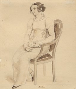Una signora seduta in una poltrona, rivolta verso la finestra da Christoffer Wilhelm Eckersberg
