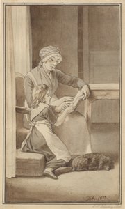 Una madre insegna a leggere alla sua bambina da Christoffer Wilhelm Eckersberg