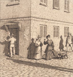 Un angolo di strada. Illustrazione per "Linearperspectiven", Tavola VII da Christoffer Wilhelm Eckersberg